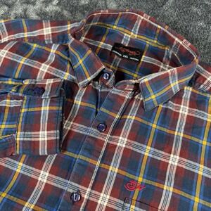 Ed Hardy Men's Size XXL Plaid Shirt Red Blue Button-Up‎ Embroidered Initials